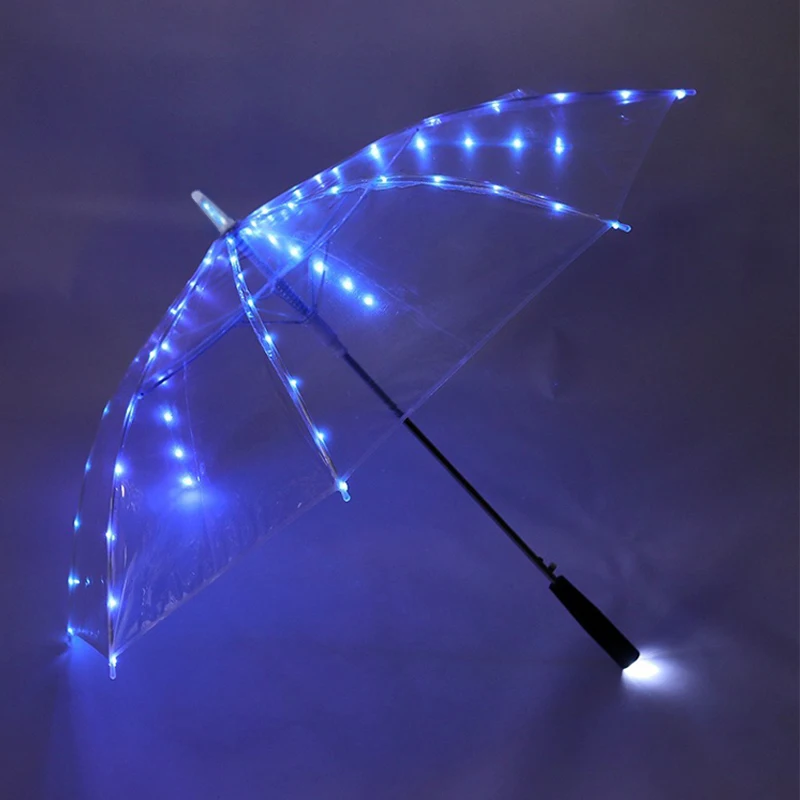 Printed Flashlight Led Lighting Bubble Dome Kids Oversized Transparent Custom clear Umbrella