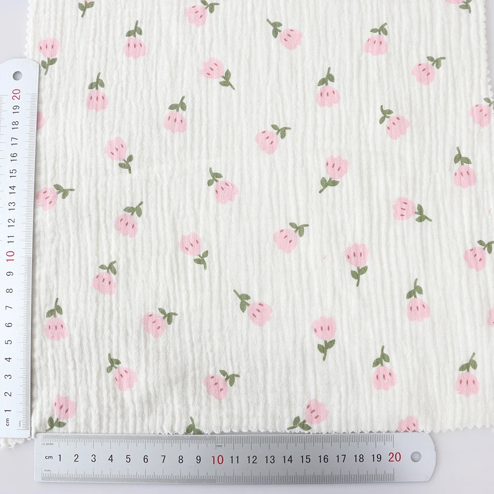 Factory Custom 100% Cotton Double Gauze Soft Muslin Floral Printed Kids Pajama Fabric Jersey Knitted Rolls Packed