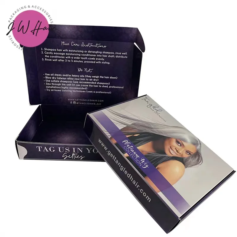 Wholesale Cardboard Wigs Mailer Shipping Box Customize Luxury Colorful Printed Hair Extension Packing Box