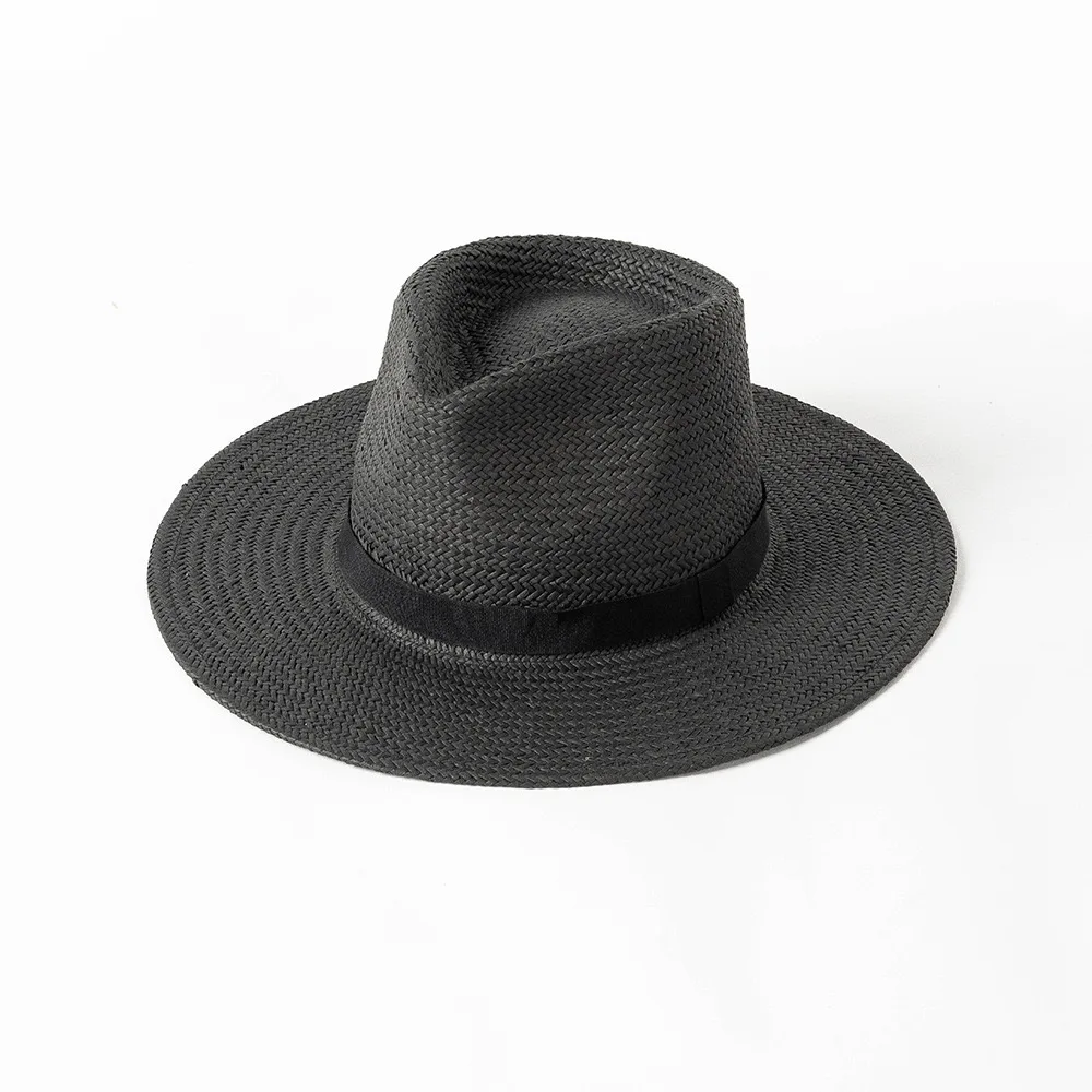 2023 Summer New High Quality Unisex Fedora Hand Weave Paper Straw Panama Hat for Men Outdoor Sun Shade