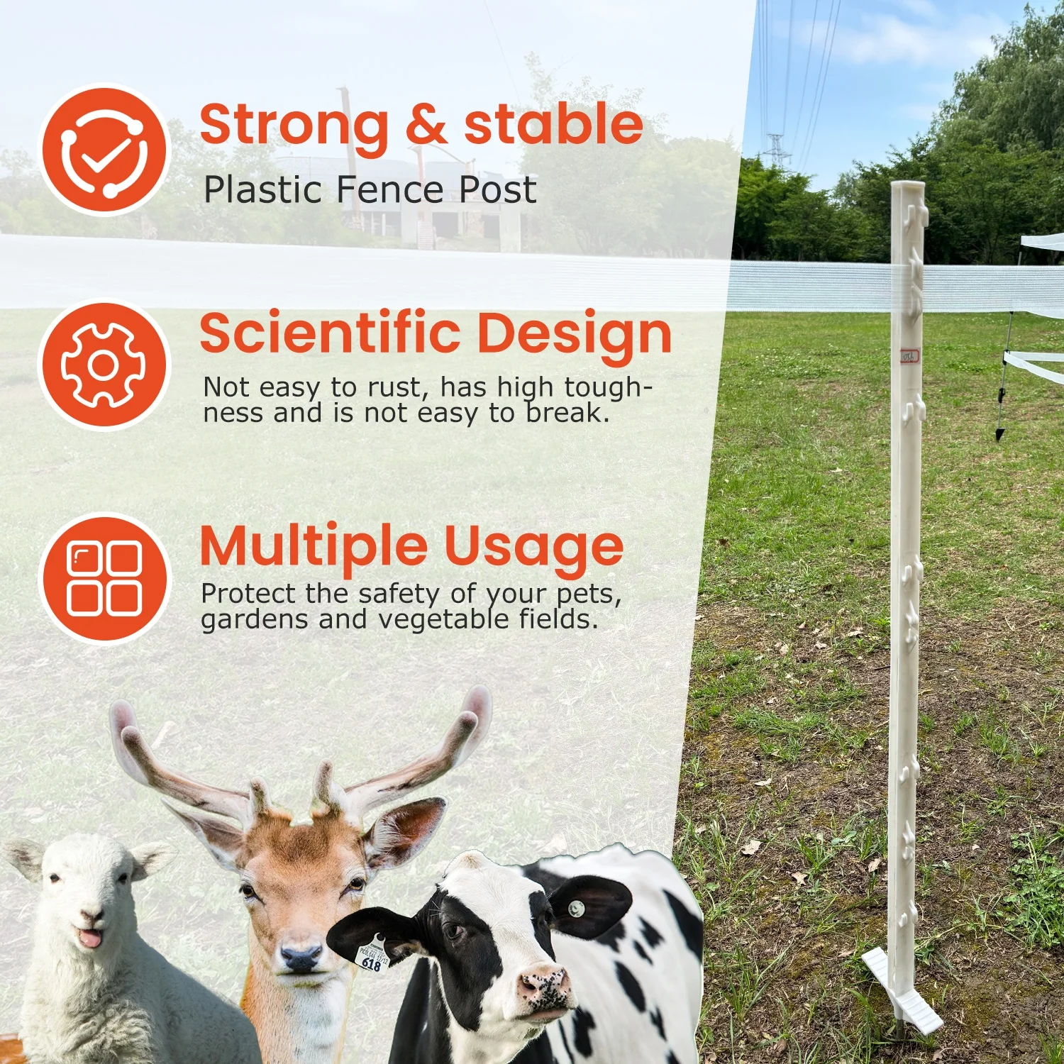 Lydite OEM Electric Fence Plastic PVC Post for Farm Livestocks