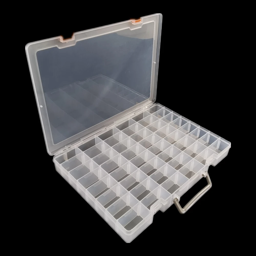 Wholesale 48 Removable Grids Transparent Screws Beads Organizer Jewelry Plastic Storage Box