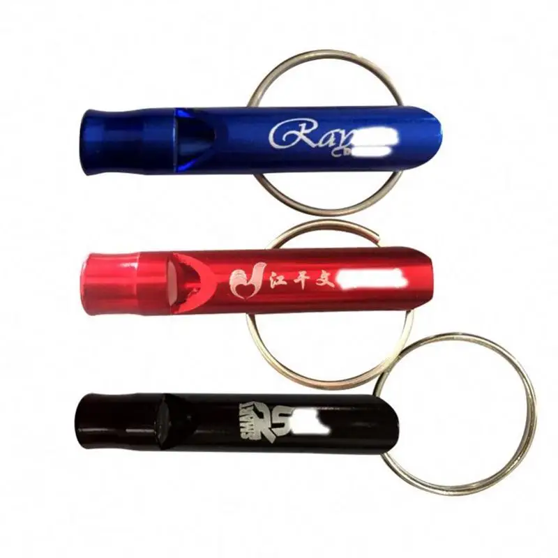 Promotion custom Women Outdoor Self Defense whistle Keychain multi colors Metal Safety Survival Loud Whistles Key chains Tools