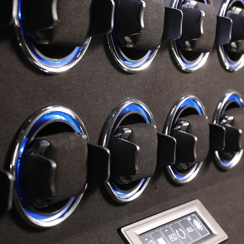 Embers 2024 New Leather Watch Winder 12 slots Black Green Orange LED light Touch Screen Control
