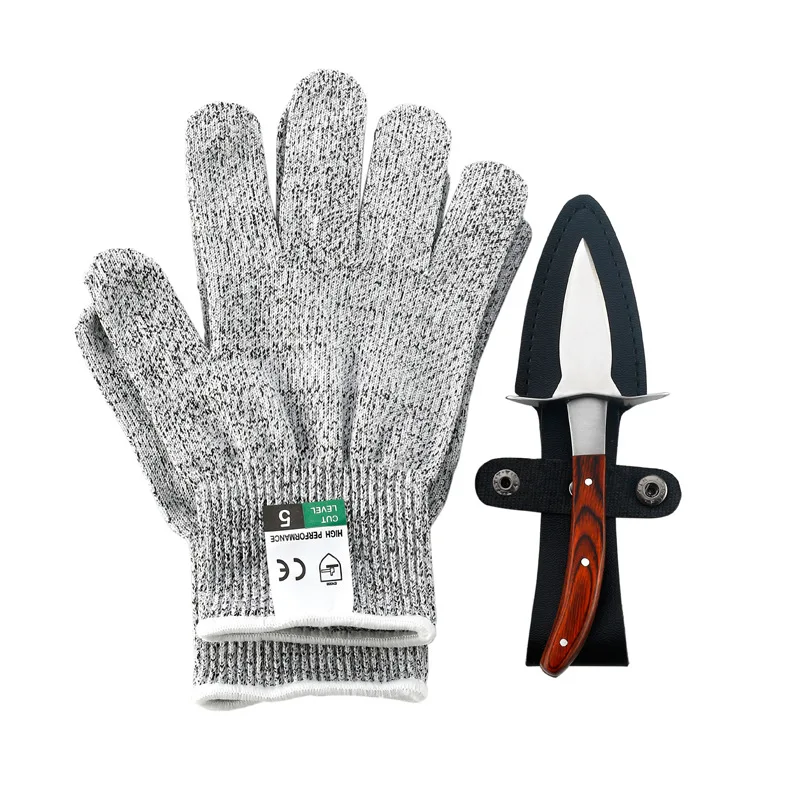 Oyster Shucker with Level 5 Protection Includes Oyster Shucking Gloves Knife Set for Seafood Lovers