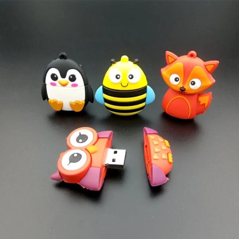 Original Cute Cartoon Animal 64GB USB Flash Drive 4GB 8GB 16GB 32GB Pen Drive USB 2.0 Memory Stick 10 Pcs