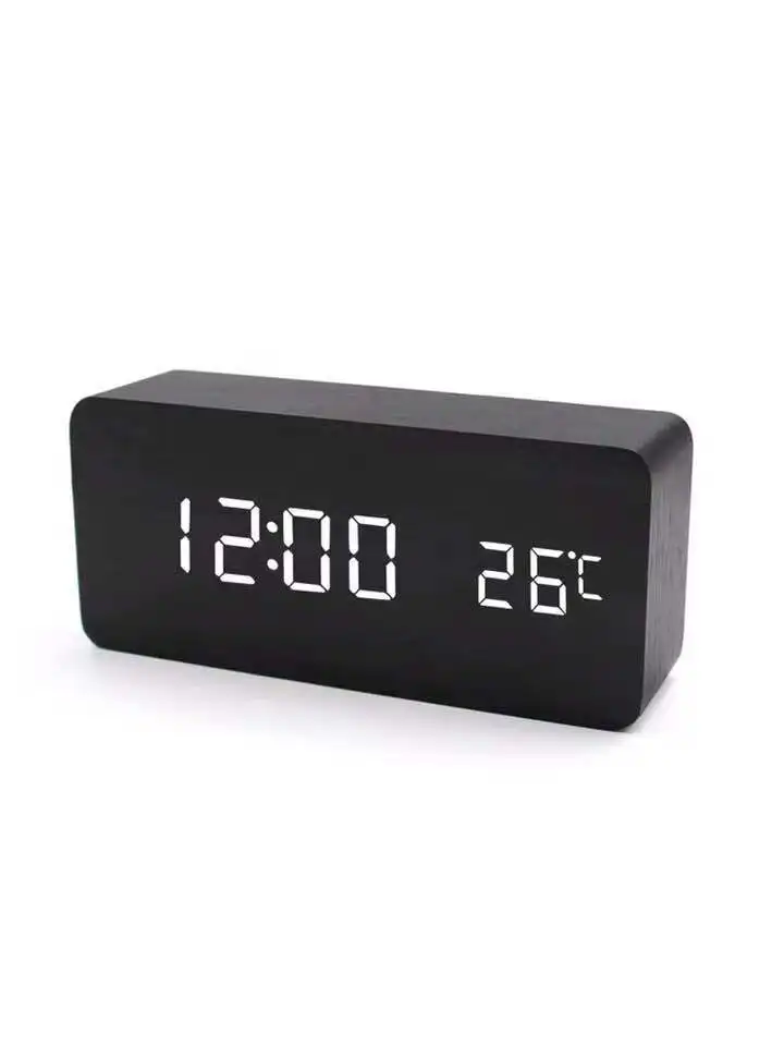 New Design Digital Desk Table Clocks Large Jumbo LED Display Wooden Alarm Clock