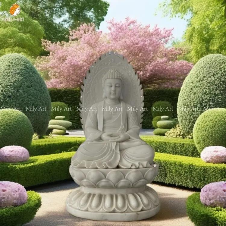 Wholesale Hand Carved Outdoor Decoration Marble Meditating Buddha Statue for Sale