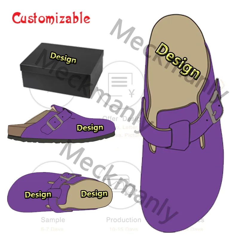 Clogs Mules Cow Suede Logo Custom Support New Women Casual Genuine Leather Mules Unisex Clogs Cork Slippers