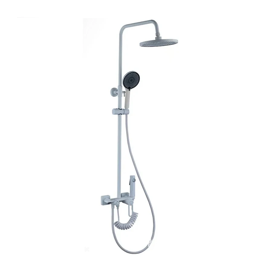 Contemporary Shower Faucets Display Shower Set White Storage Rack Storage Table Pressurized Rain Shower Set