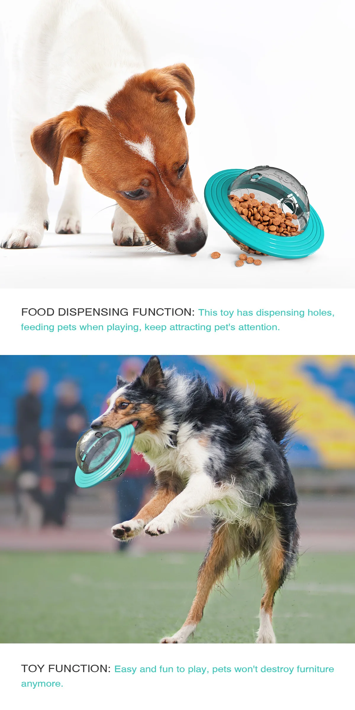 SinSKy UFO Shape TPR Dog Toy Interactive IQ Training Pet Snack Ball Sustainable Leaky Treat Food Leaking Dog Toys Ball