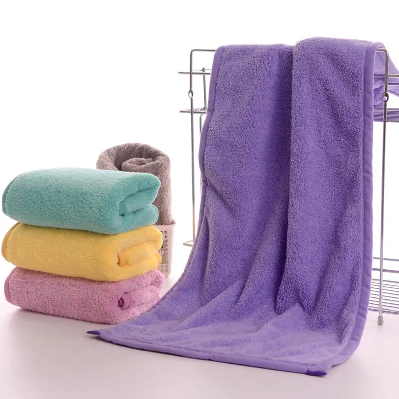 Factory Wholesale custom logo ODM Absorbent edge hair towel microfiber quick dry sport  coral fleece towel