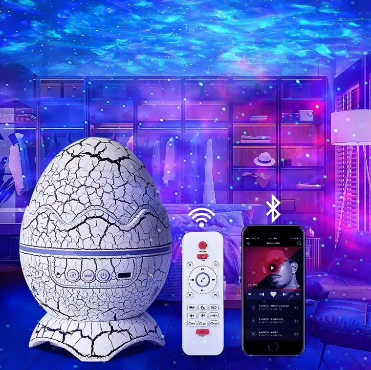 Dinosaur Egg Star Projector Bluetooth Music Speaker Ocean Wave Night Light Sky Kids Gifts Adult Room Night LightDecor