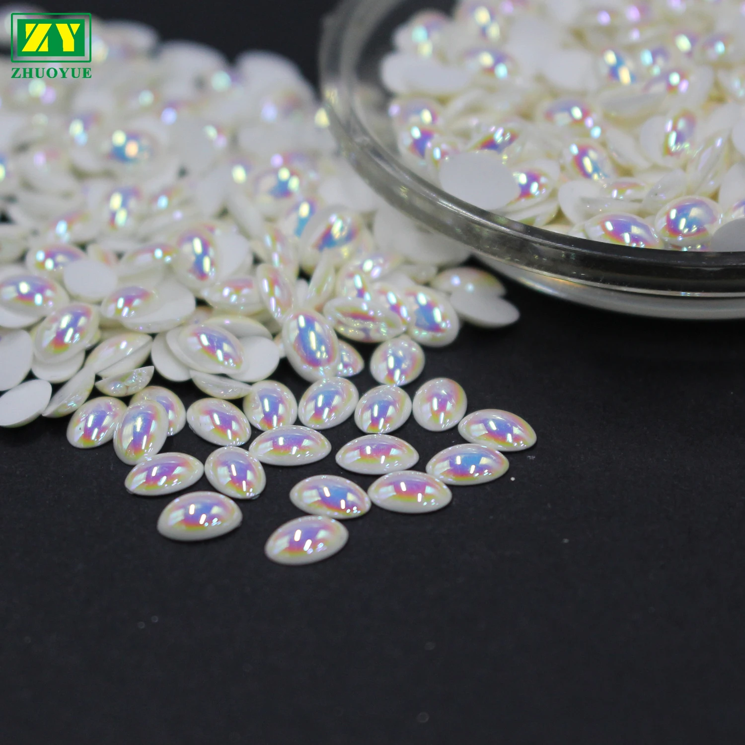 Wholesale 6*4mm ellipse shape epoxy resin , hot fix lead-free epoxy rhinestone which can be customized in different colors