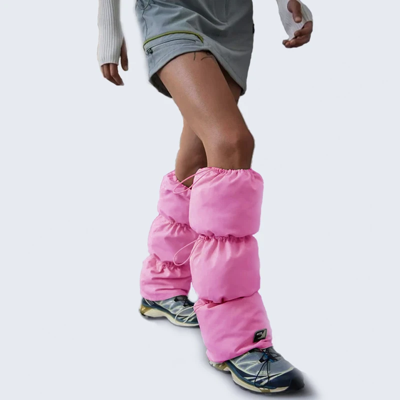 Wholesale Custom Hip Hop Style 90 Duck Down Leg Warmer Leggings Warmer Down Socks Winter Women Y2K Fur Leg Warmers