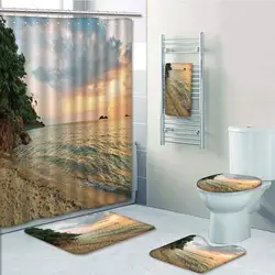 1229-17 Новое поступление занавески 3D печати занавеска для душа набор ванной комнаты из 4