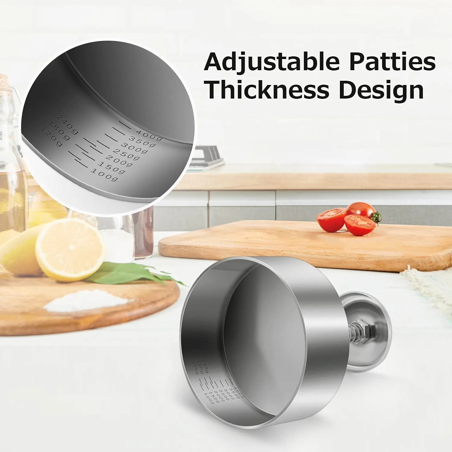 Stainless Steel Adjustable Hamburger Patty Maker Burger Press Non Stick Patty Making molds Beef Vegetables Burgers and Cooking