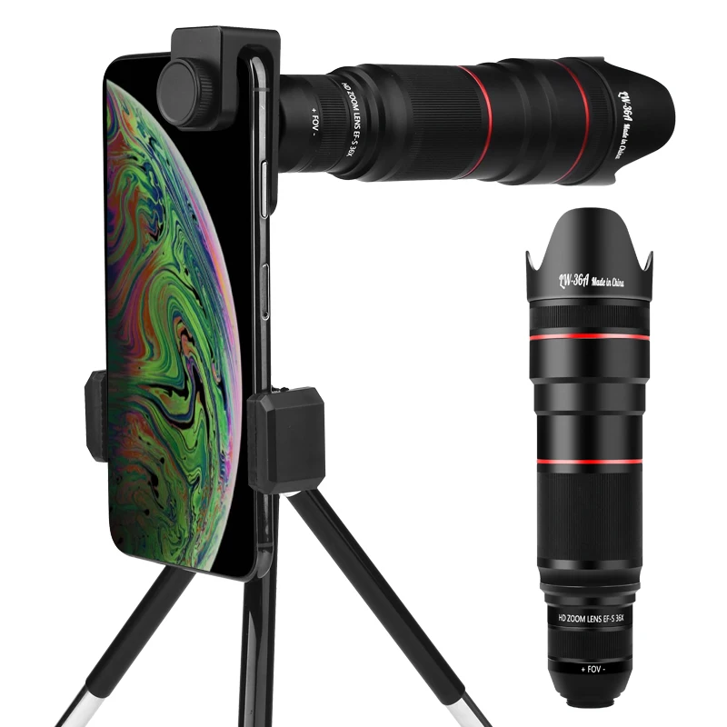 Professional Telescope Mobile lens Universal Adjustable 36x Telephoto Zoom Camera Lens with Remote and Tripod