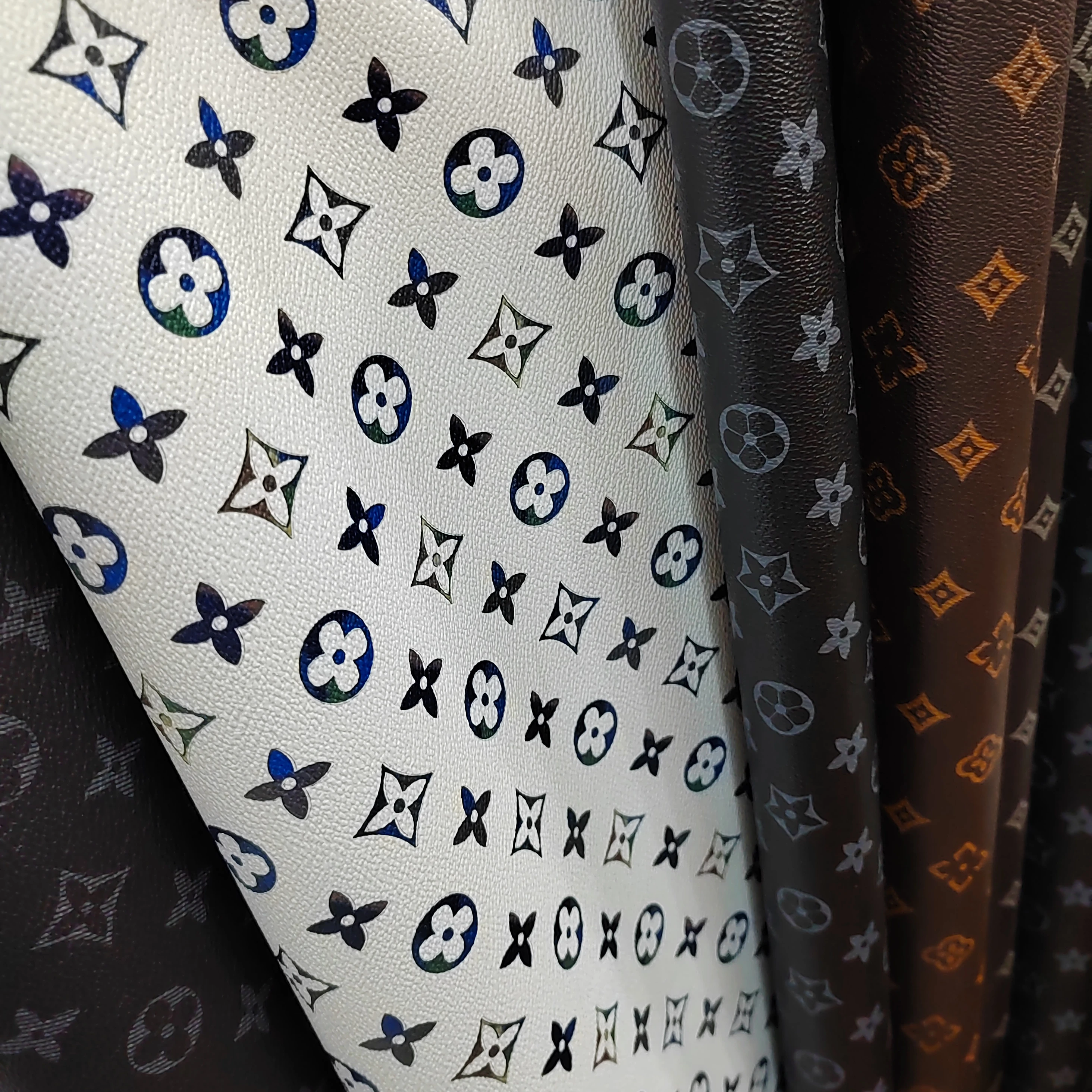 Quality PVC Textured Authentic Faux Synthetic  Leather  Brand Bag Fabric by Yard