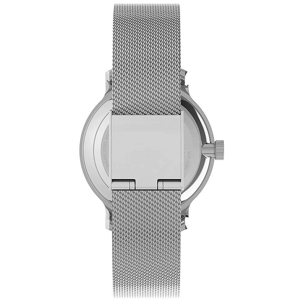 women quartz analog stainless steel mesh watch aqua crystal markers dress watch