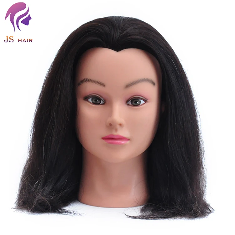 Mannequin Head 100% Human Hair Cosmetology Hairdressing Training Doll for Hair Styling