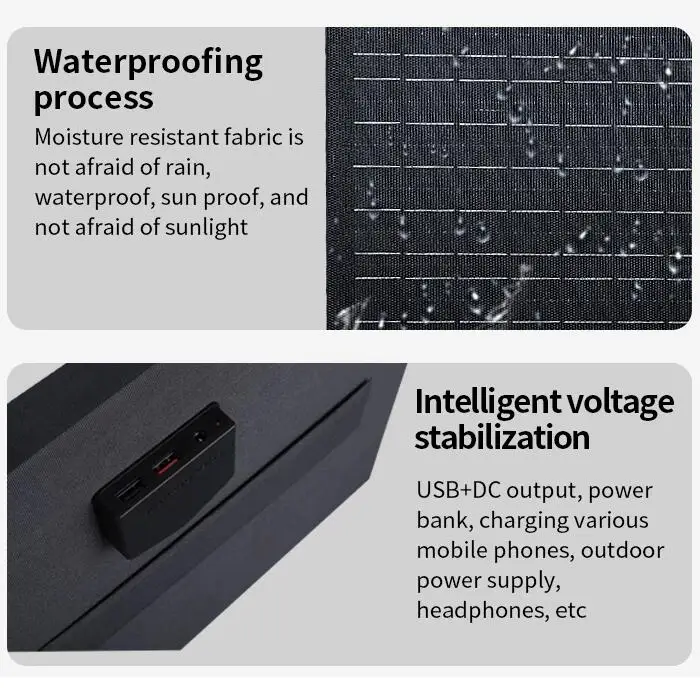 80W Foldable Portable Solar Panel Kit Small Picnic Table with Cell Phone Charging for Camping