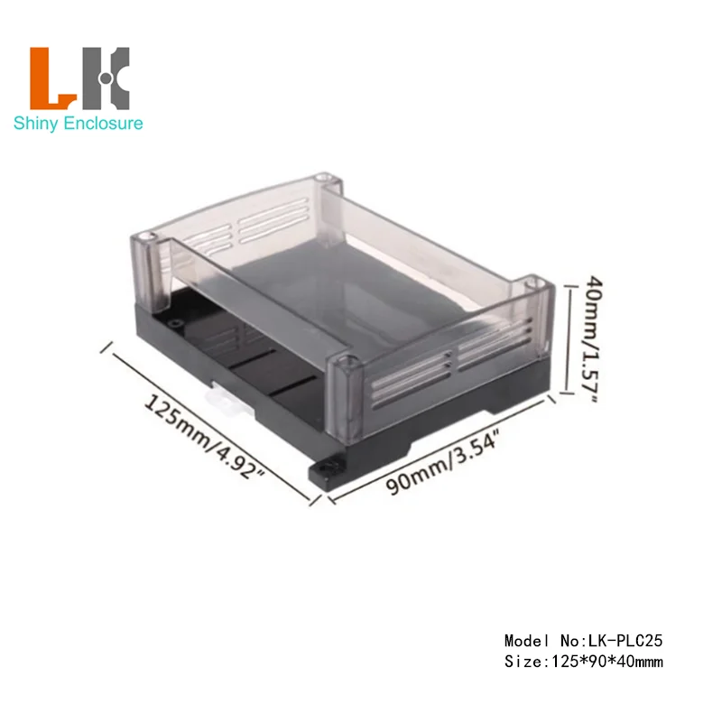 125*90*40mm Clear Cover Plastic Din Rail Plc Enclosure Equipment Housing
