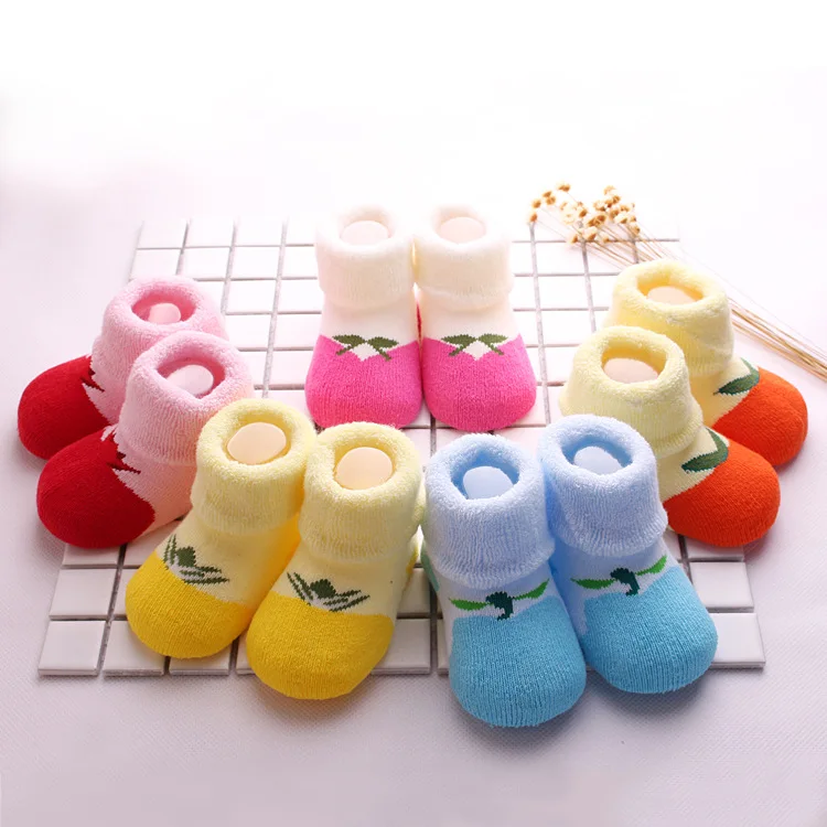 0-3 Years New Lovely Colorful Baby Socks Non-Slip Casual Baby Terry Socks Autumn Winter Use Mix Infant Crew Socks Wholesale