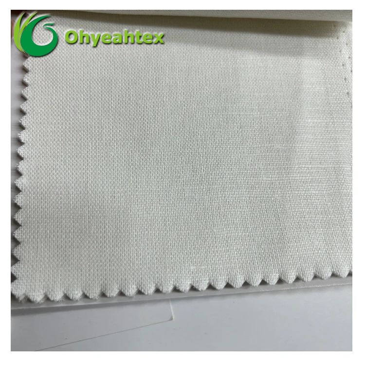 PFP Linen Cotton Woven Plain Fabric For Tshirt Dress Stock Ready Colors White Suitable For Digital Printing