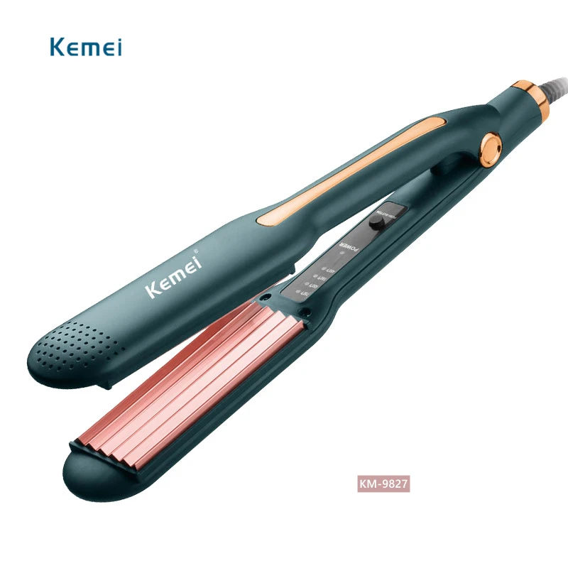 Kemei Km-9827 Hair Straight Curling 2 in 1 Wide Plate Titanium Flat Iron Hair Straightener