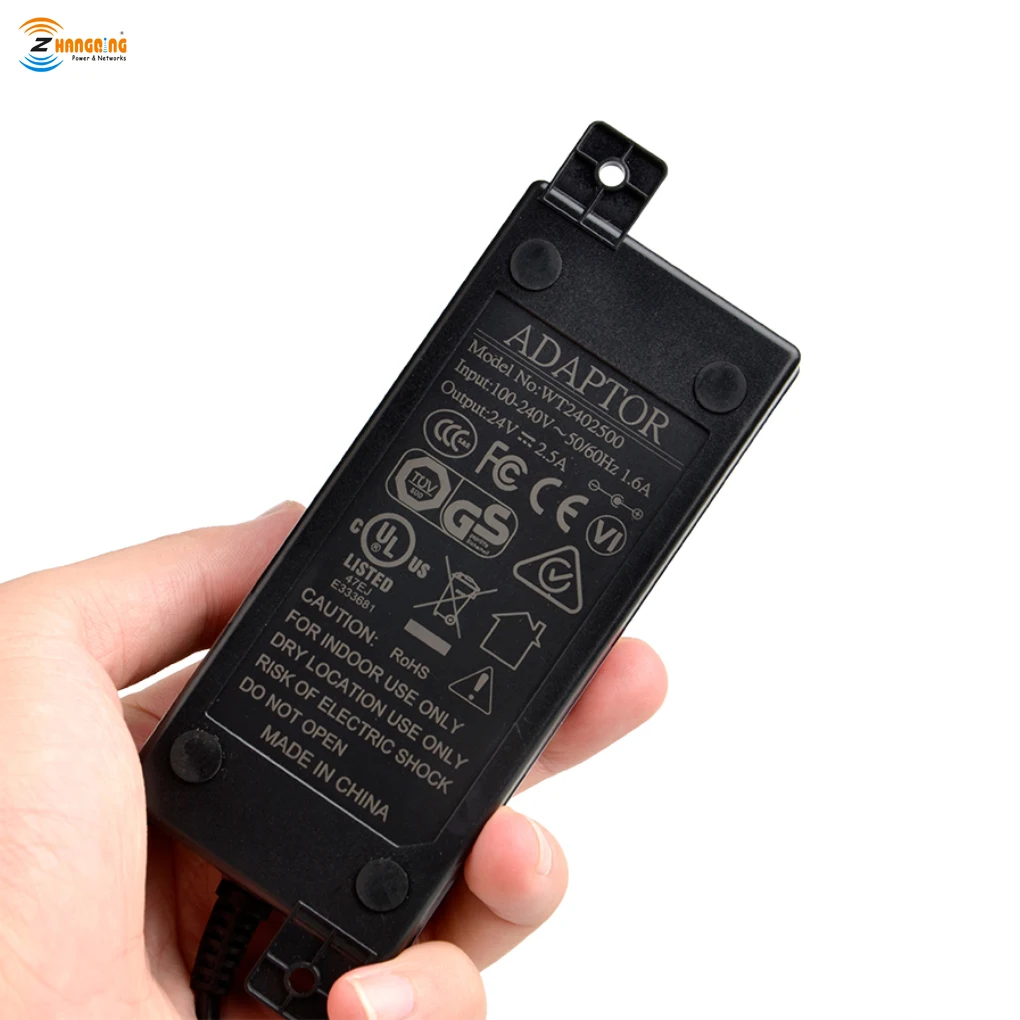 24 Volt 2.5Amper 60 Watt AC to DC Power Supply CE/UL/FCC/GS/SAA Power Adapter For CCTV Security PoE Swtich PoE Injector
