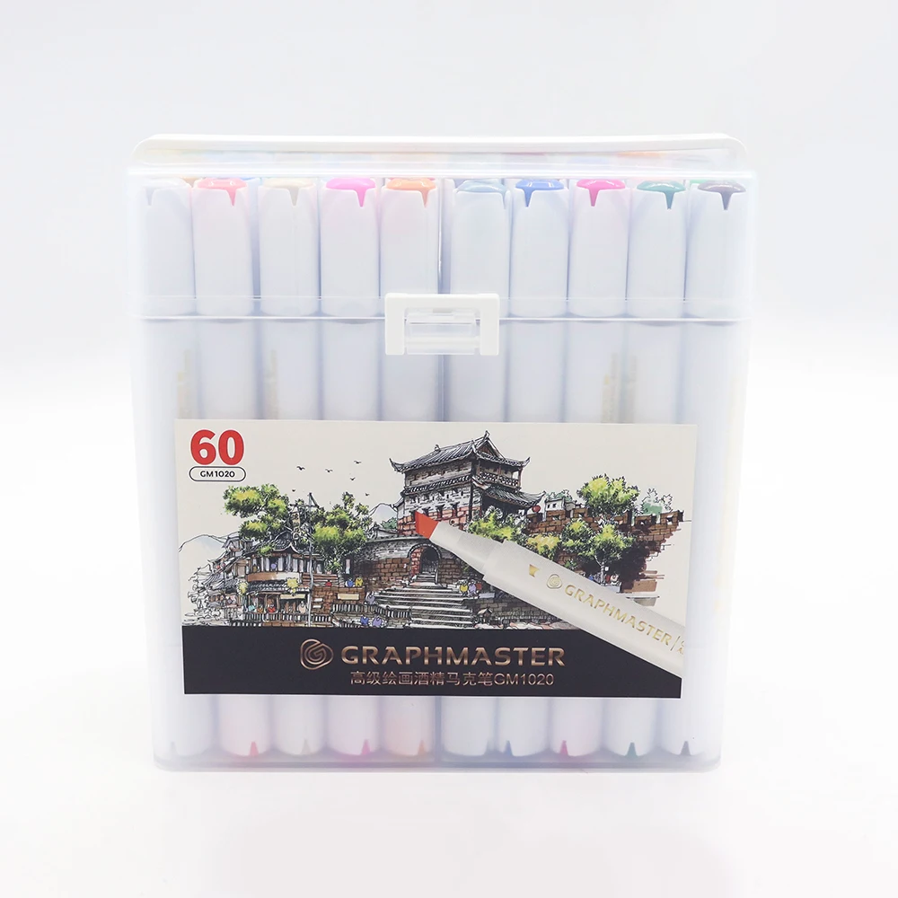 Factory direct sales 60 colors marker colours box set custom logo alcohol markers for drawing