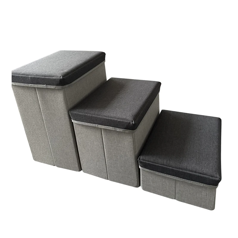 Foldable Pet Stairs 4 Steps Storage Box Dog Stairs Climbing Ladder with Storage for High Beds