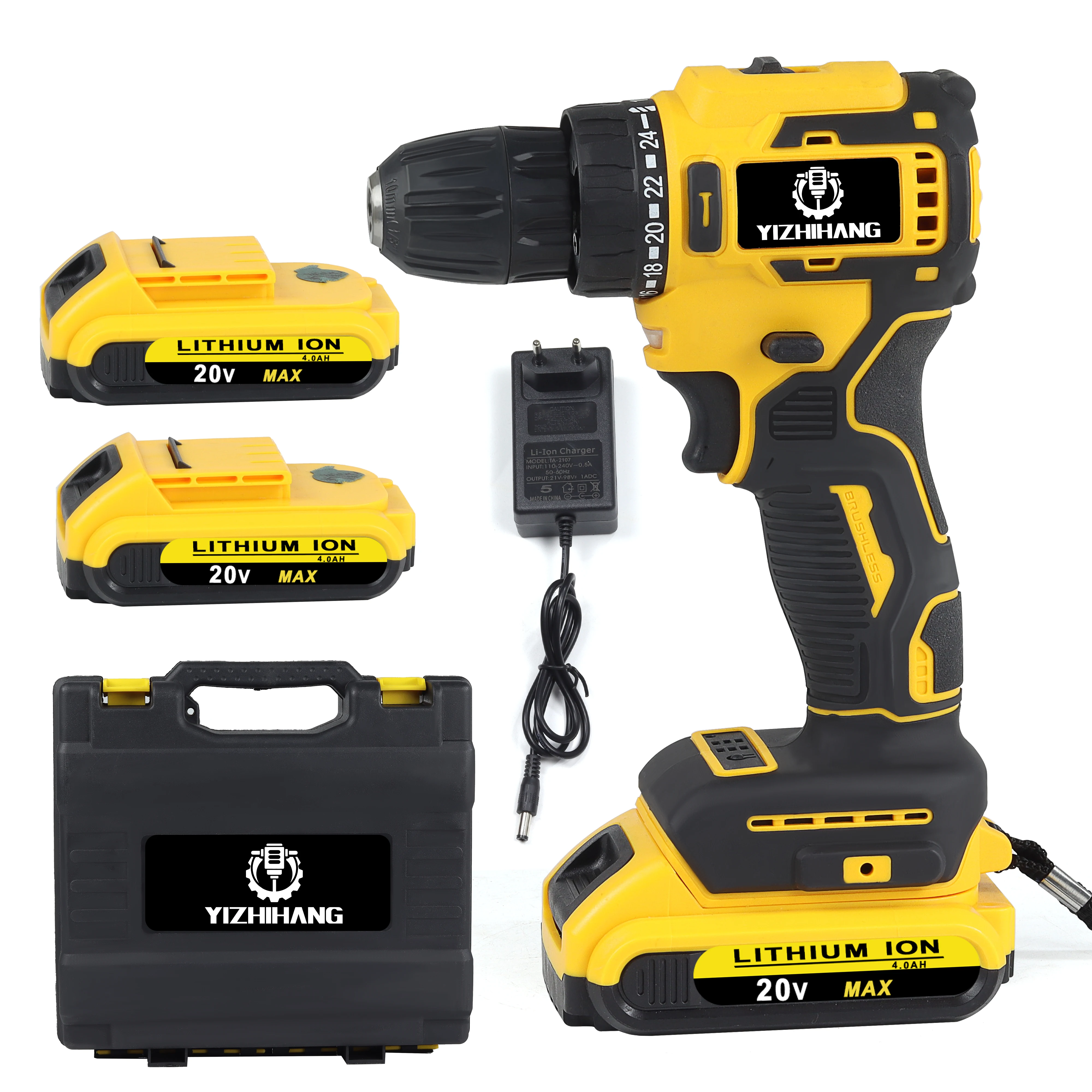 Industrial powerful and durable 20V Battery 13mm Brushless 60N.m max torque Power Drill Set