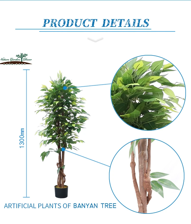 Small Fake Lush Ficus Tree for Livingroom Decoration Banyan Plant Green Artificial Bonsai Ficus