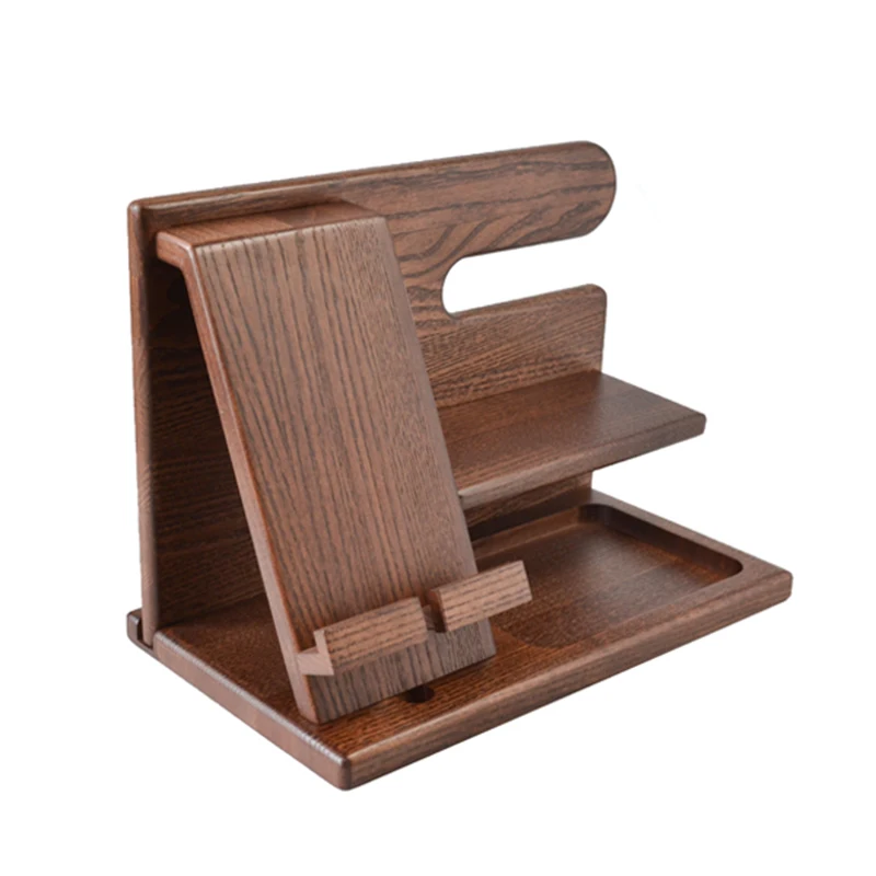Nature Wood Phone Docking Station,Key Holder Wallet Watch Organizer Stand,Desktop desk wood mobile phone holders stand