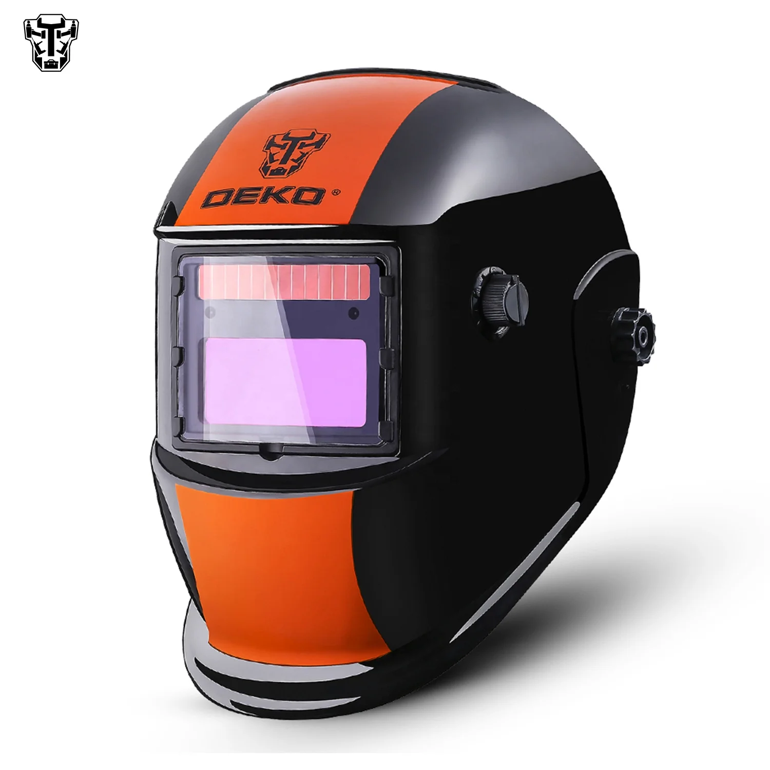 DEKO MZ236 Orange Electric PP Material Welding Helmet for MIG MMA Welding Machine Auto-darkening Solar Powered Filter Mask