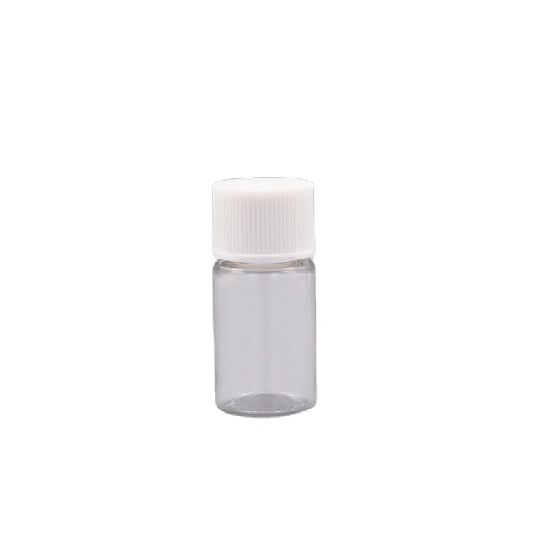 8ml Leakage proof Mini PET bottle transparent Round Shape Sample Liquid Container with Insert lid for Pill/Reagent Storage