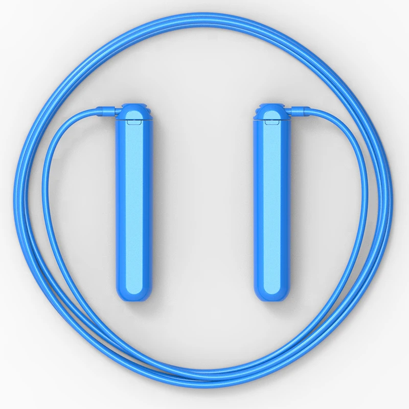 Custom Logo Ropeless Electronic Digital Set Blue Light Up   Metal Holder Glowing Smart Skipping Jump Rope