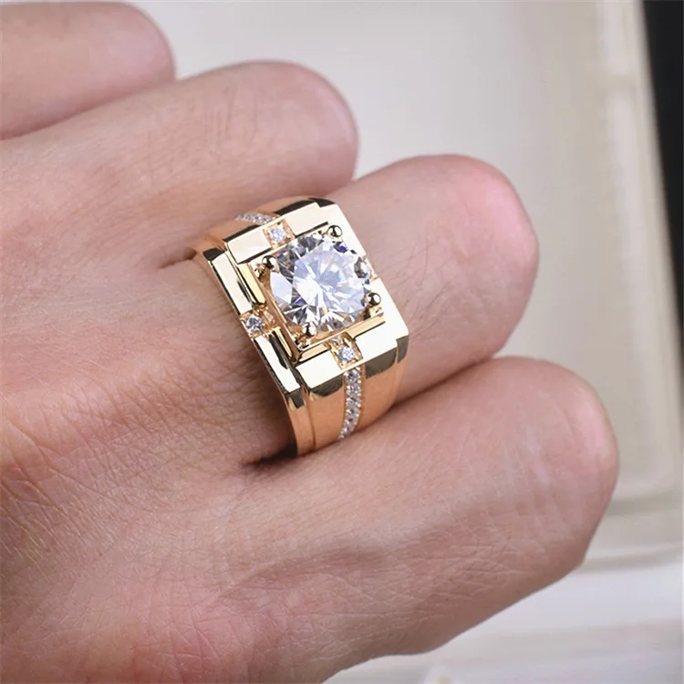 Luxury Hip Hop18k Wholesale Filled Jewelry men diamond Solid Wholesale Plated Vermeil Chain 14k Italian Gold ring for man