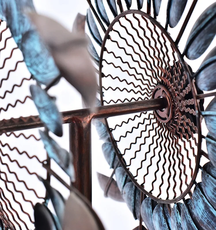 Hourpark High-grade garden decoration Double-sides blue and copper wind spinners for