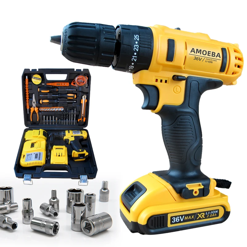 Заводские электроинструменты, дрель, набор беспроводных дрелей, литиевая электрическая Ударная дрель, продажа