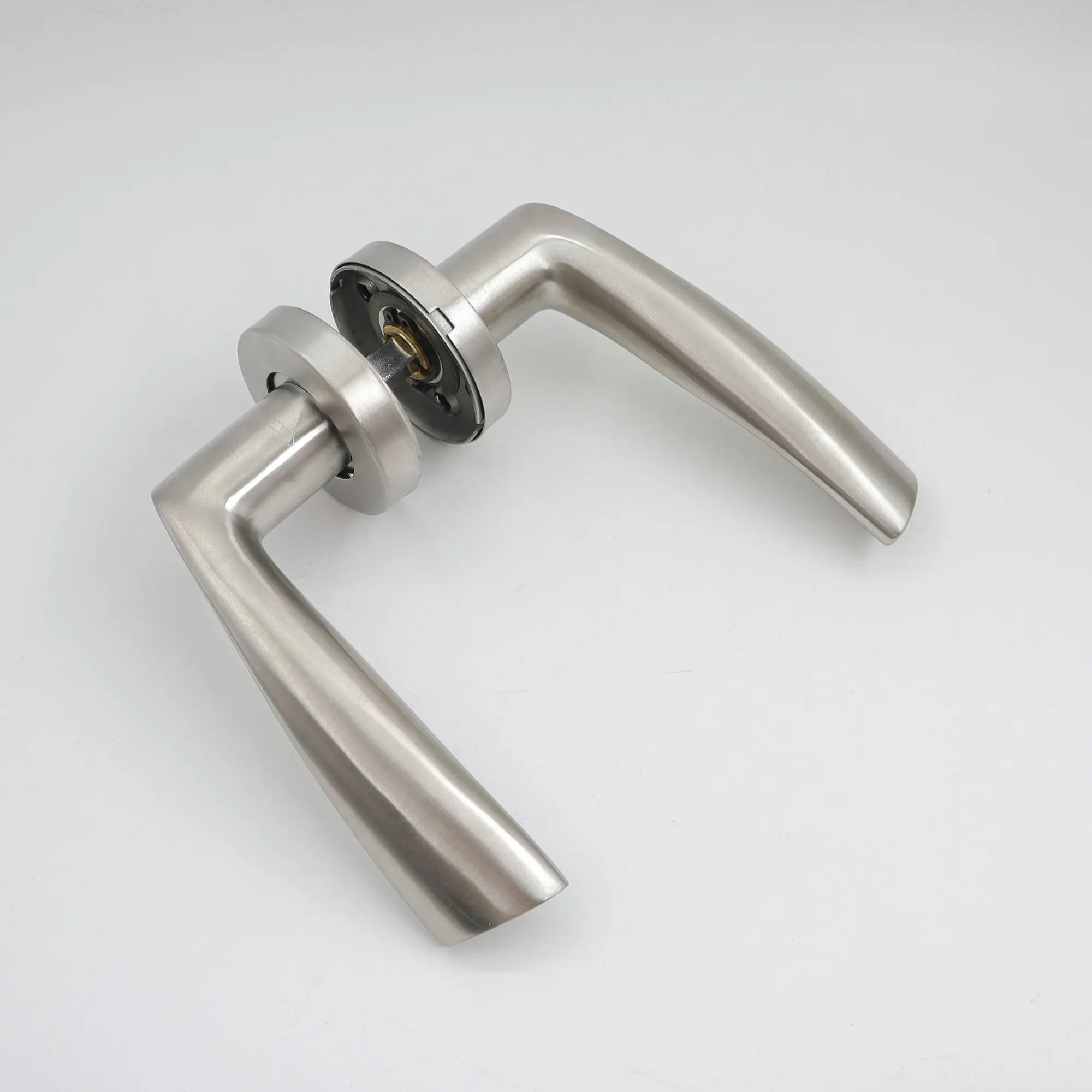 304 Stainless Steel Solid Lever Handle Satin Finish Modern Front Door Handle for Wooden Door