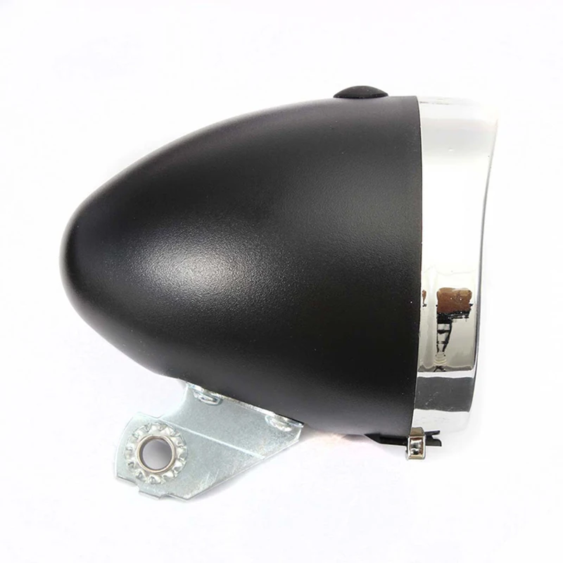 universal retro night with bracket riding bullet light black silver bicycle light round headlight lamp bike light riding safety