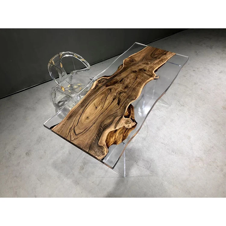 Natural Black Walnut Minimalist Design Resin And Wood Table Practical Epoxy Table Top