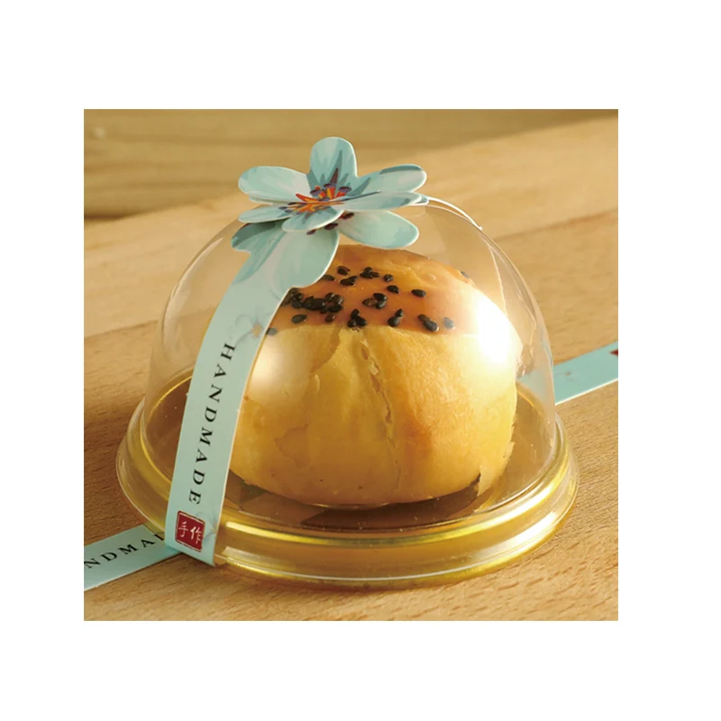 New transparent golden black plastic cake box pack round egg yolk crispy box