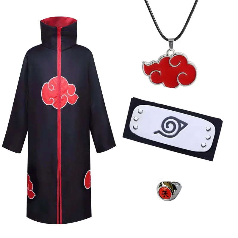 Халат Akatsuki накидка с ожерельем и кольцом комплект из мультяшного плаща оружия minato Uchiha Itachi Kunai японское