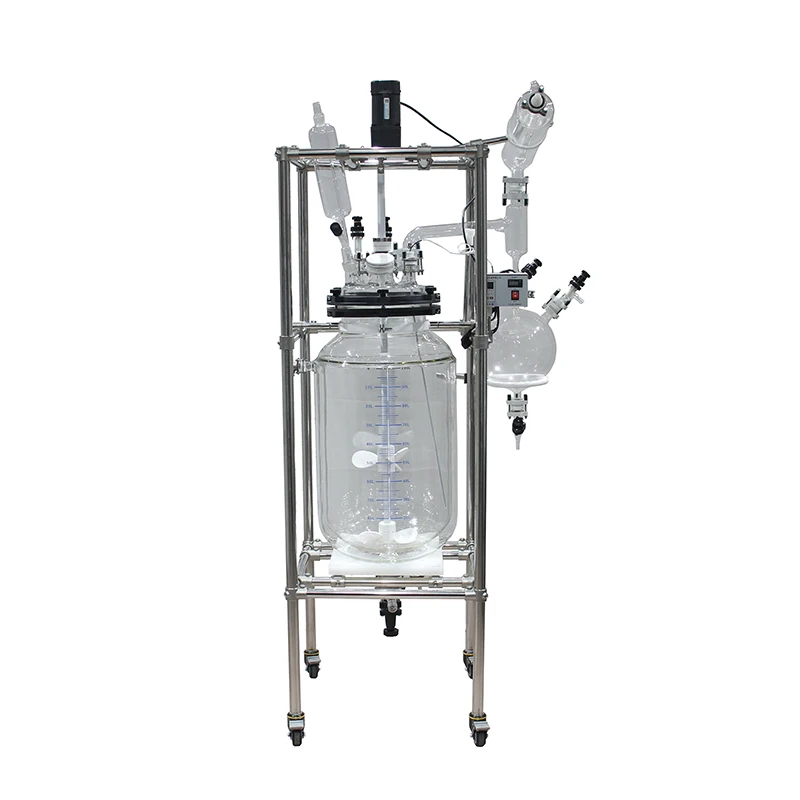 OEM distill constant temperature double layer equipment 80 litre kit glass reactor