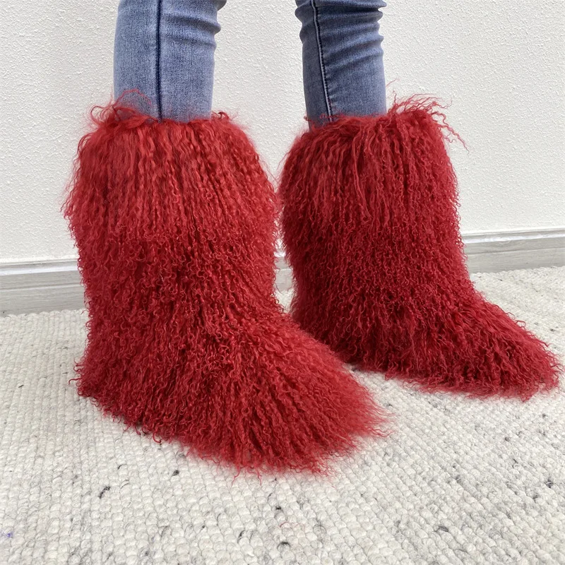 New European And American Spicy Girl Plush Boots For Winter Warmth And Plush Mid Cap Warmth Snow Boots