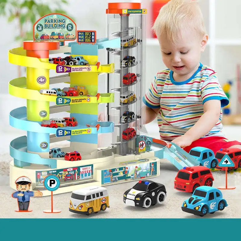 2024 High Quality Juguetes Kids Gift Plastic 2 In 1 Packing Lot Building Adventure Game With Music And Light